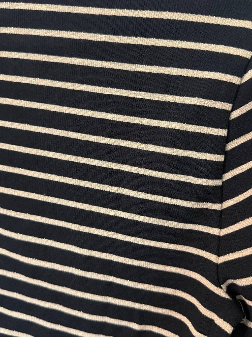 J. Crew Women’s Long Sleeve Crewneck Black and Cream Stripe Top Sz L NWT